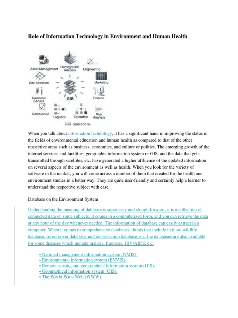 Role of Information Technology in Environment and Human Health | PDF ...