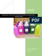 Materiales y Reactivos para Producción de Blanqueador y Desinfectante