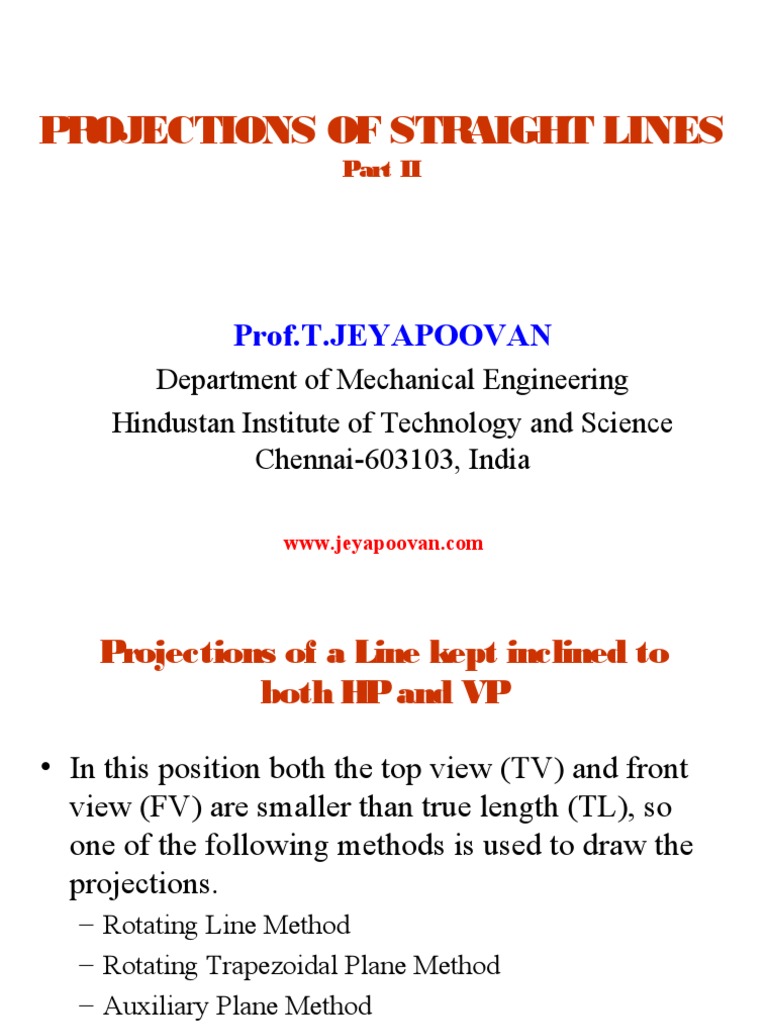Projections of Inclined Straight Lines | PDF | Line (Geometry) | Geometry