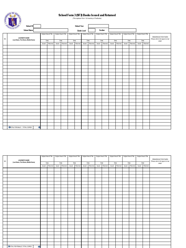 SF3 Textbook Issuance Record Form | PDF | Written Communication