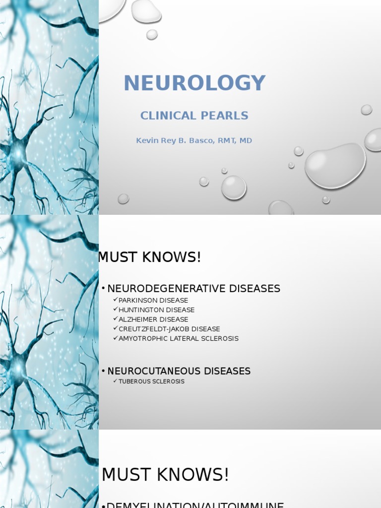 Neurology Pearls PDF Neurodegeneration Parkinson's Disease