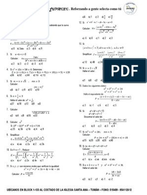 ÁLGEBRA - Productos Notables | PDF | Ajedrez | Enseñanza de matemática