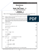 Aakash Model Test Papers Solutions XI Physics