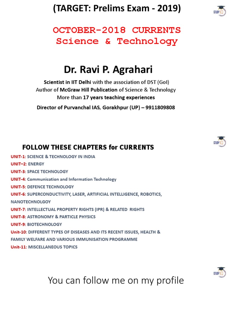 October2018 Currents Science & Technology Dr. Ravi P. Agrahari PDF