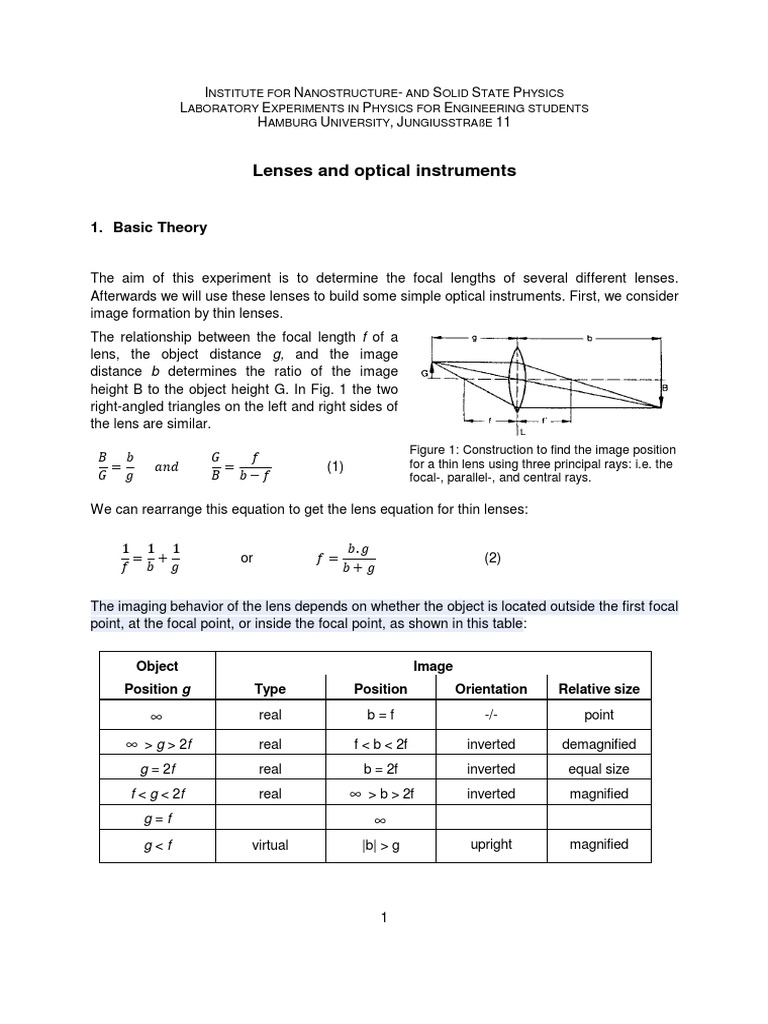 Measuring Focal Lengths of Lenses | PDF | Optics | Natural Philosophy