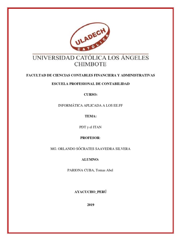 Uso del PDT y el ITAN en Contabilidad | PDF | Impuesto sobre la renta ...
