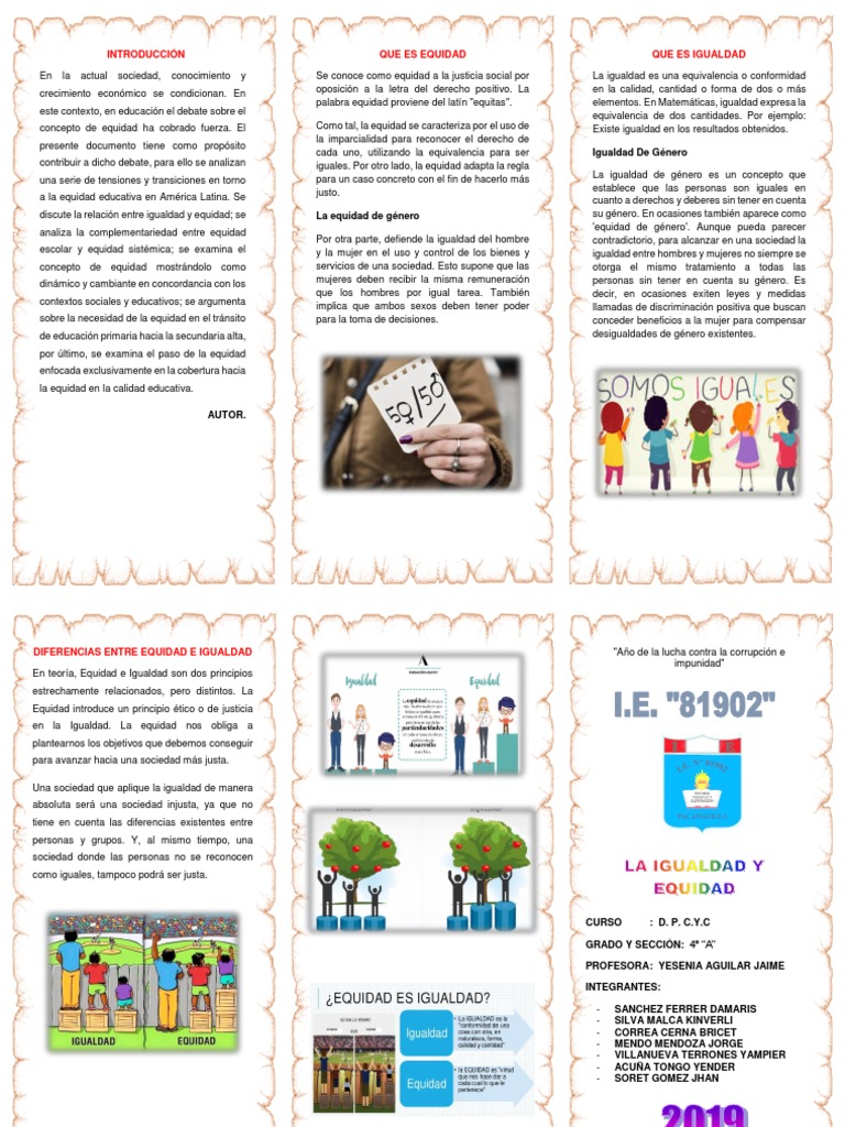 Triptico Equidad | PDF | Igualdad de género | Estudios de género