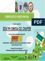 Certificate of Participation: Zeta Phi Omega Oz. Chapter