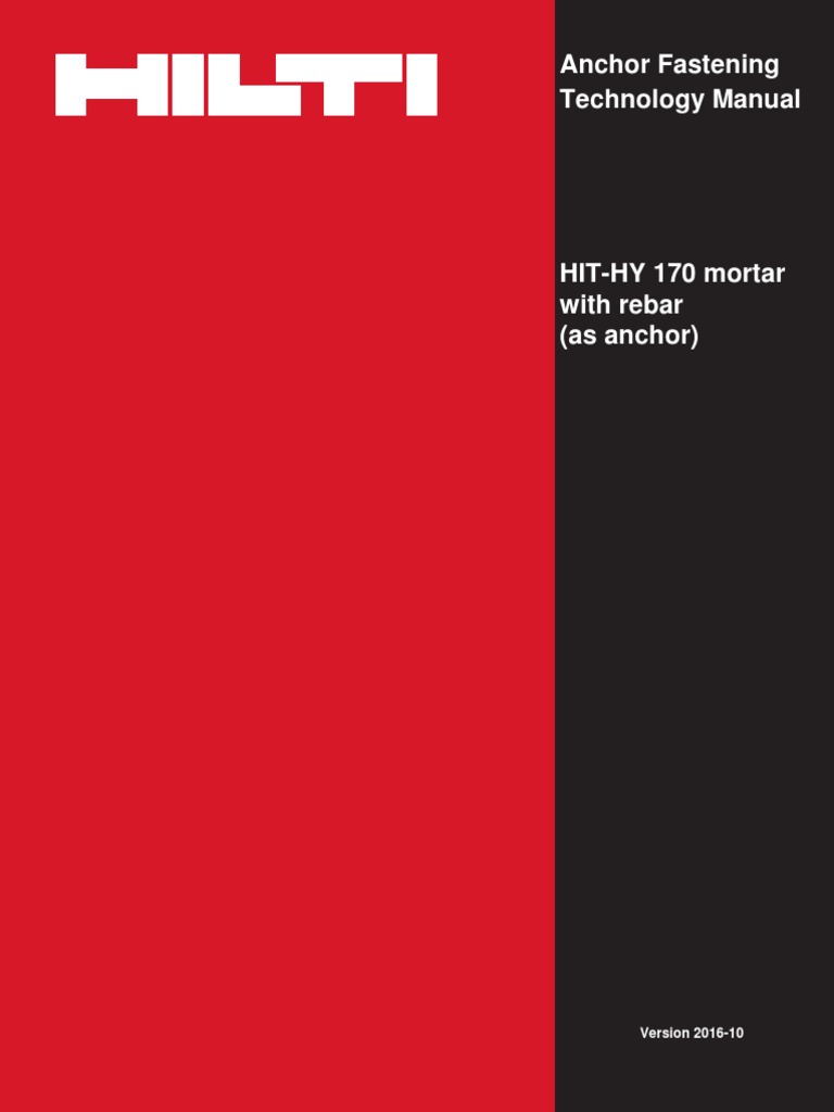 Anchor Fastening Technology Manual Hilti HITHY 170 Mortar With Rebar