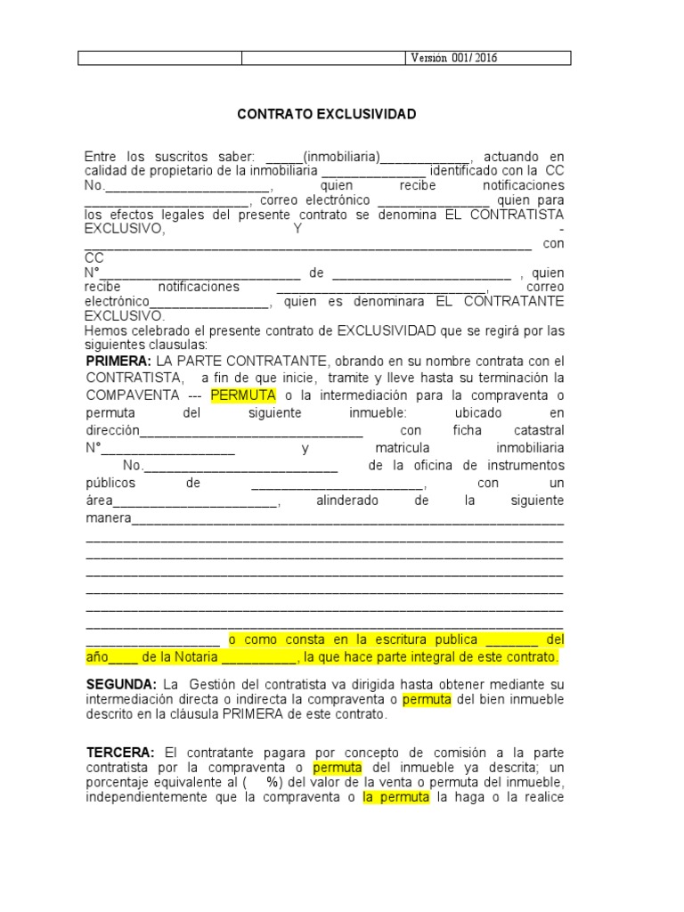 Contrato de Exclusividad Inmobiliaria | PDF | Derecho privado | Justicia