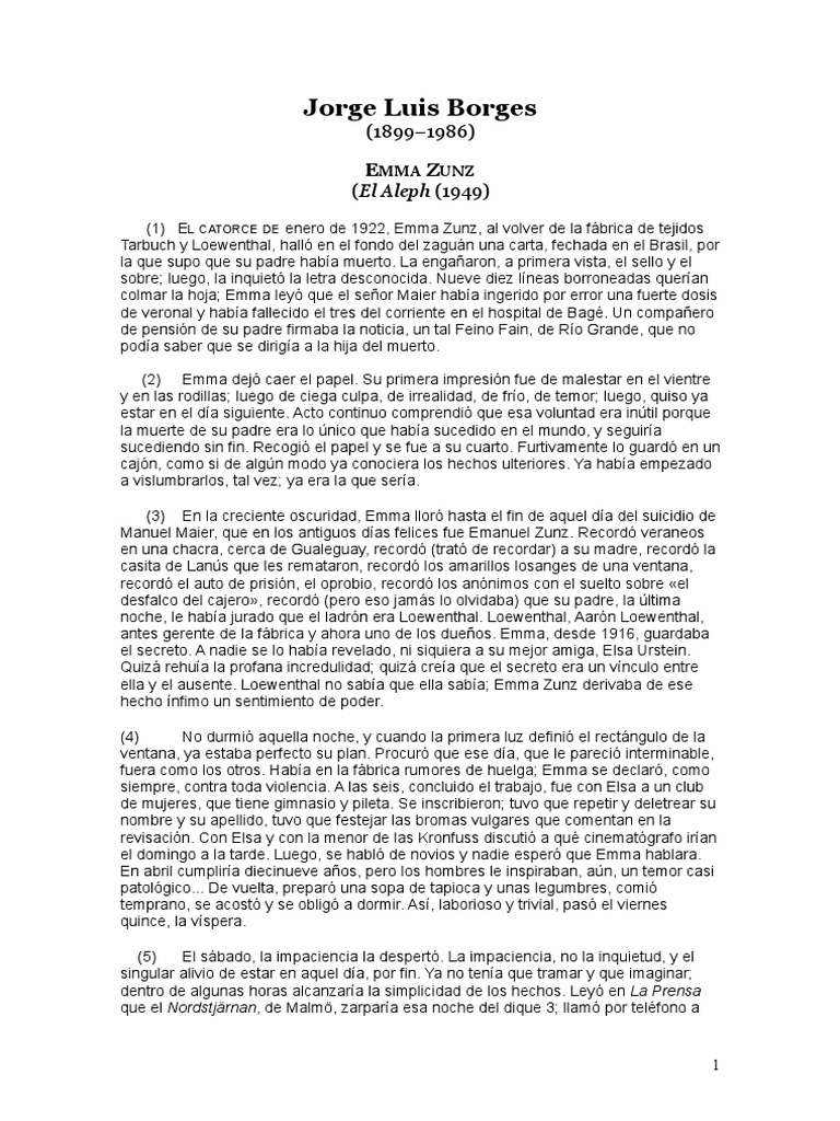 Emma Zunz PDF Narración Narrativa