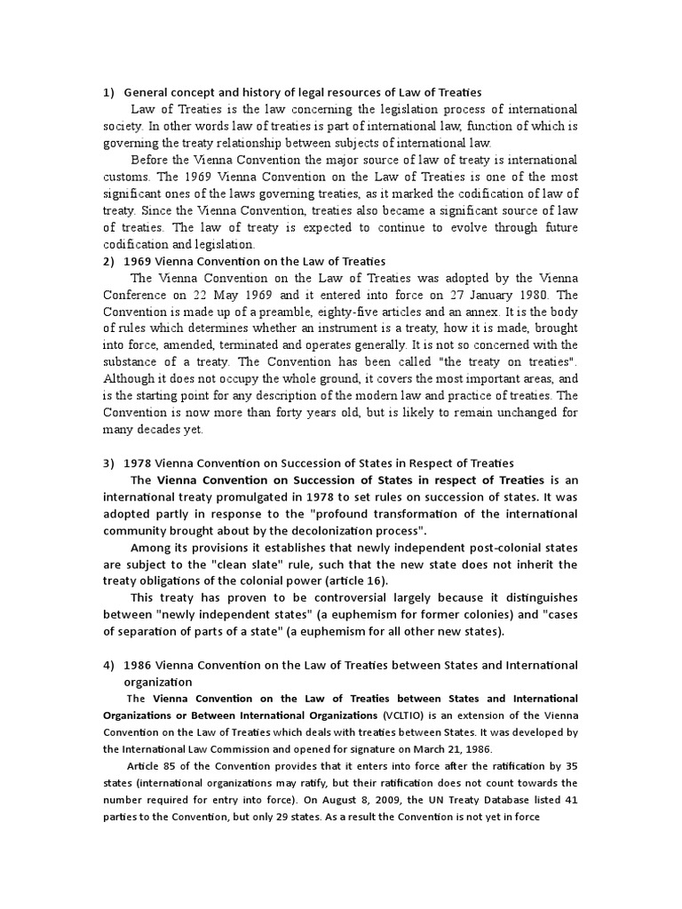 Overview of Law of Treaties History | PDF | Treaty | Ratification