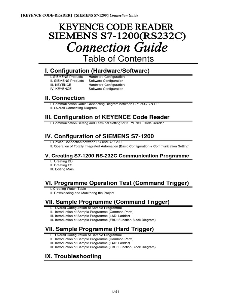 KEYENCE Code Reader & Siemens S7-1200 Guide | PDF | Input/Output ...