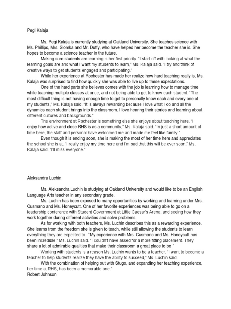 Student Teacher Draft PDF Teachers Mentorship