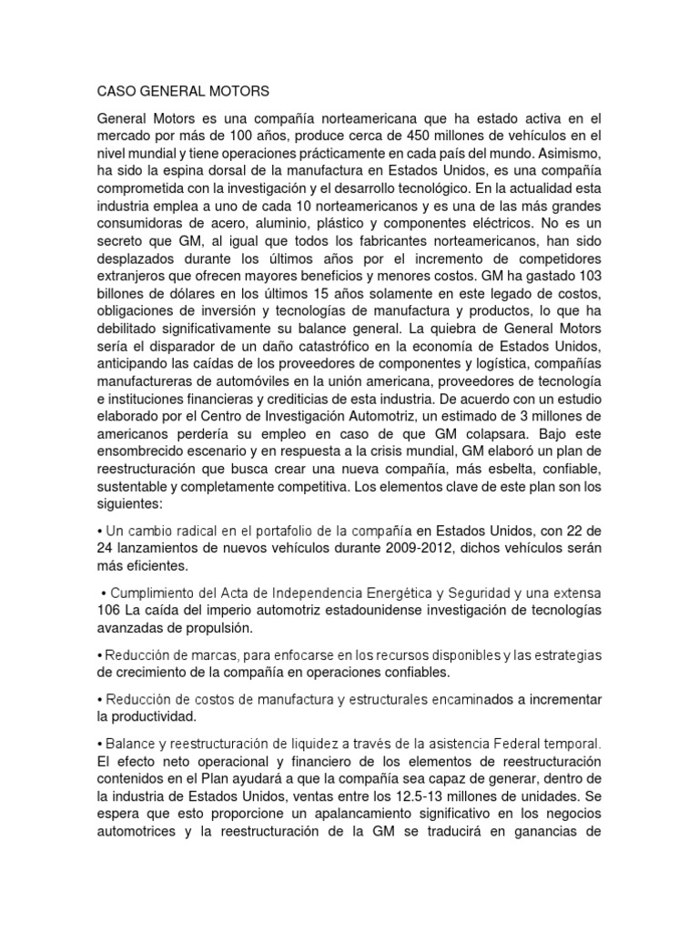 Caso General Motor | Cadena De Suministro | Business