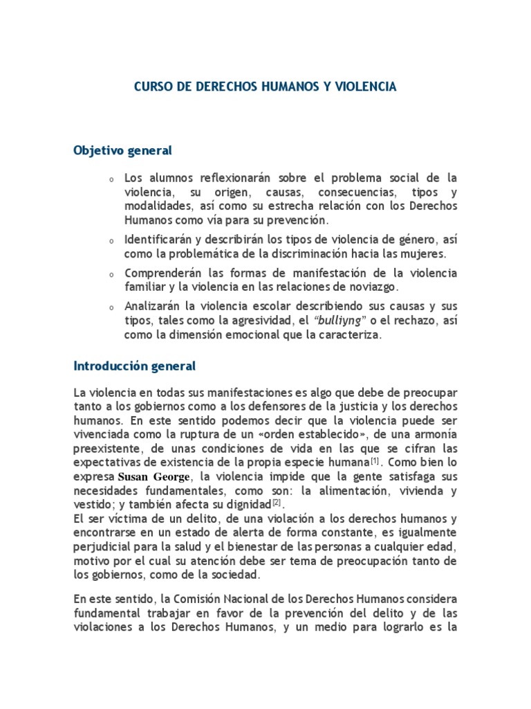 Prevención de Violencia y Derechos Humanos | PDF | Derechos humanos ...