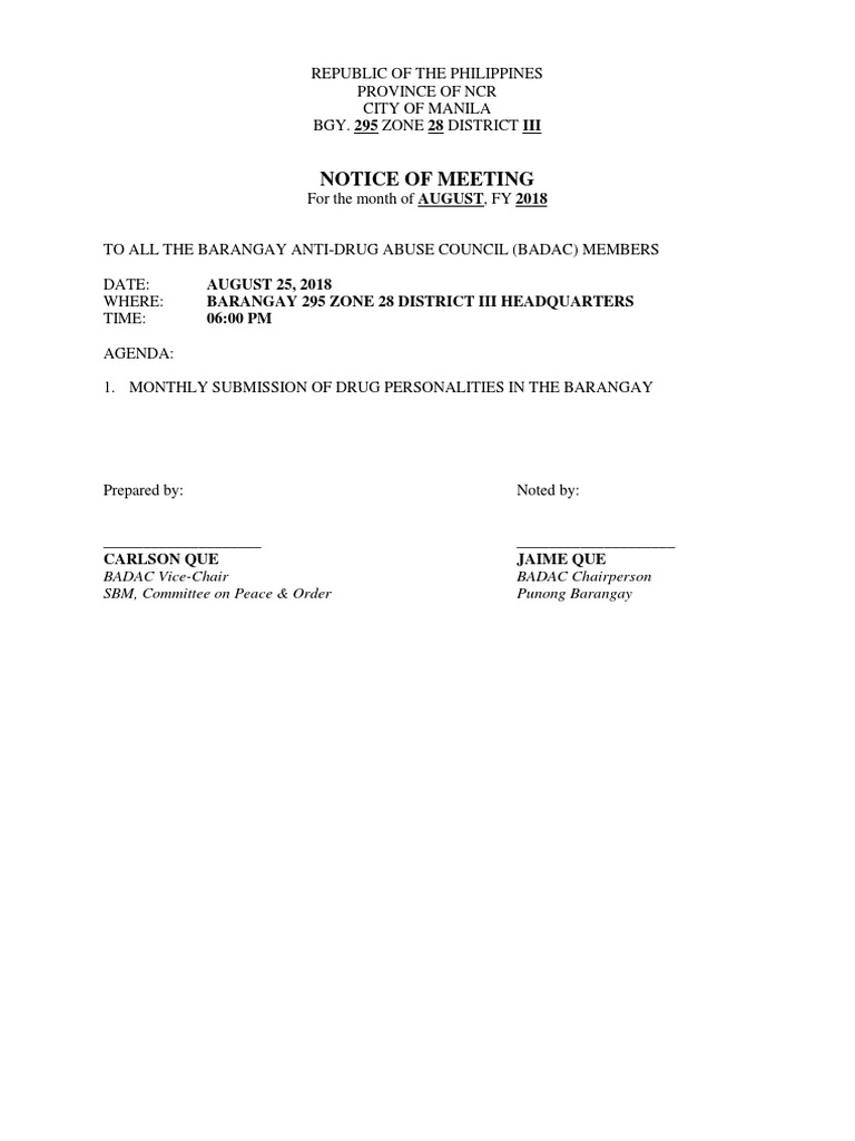 Badac Notice Of Meeting 20180825 Pdf