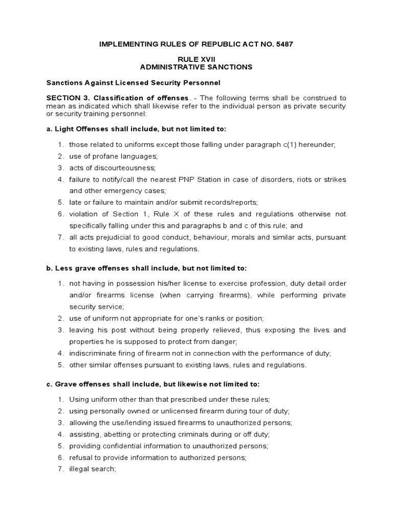 Implementing Rules of Ra 5487 | PDF | Security Guard | Justice