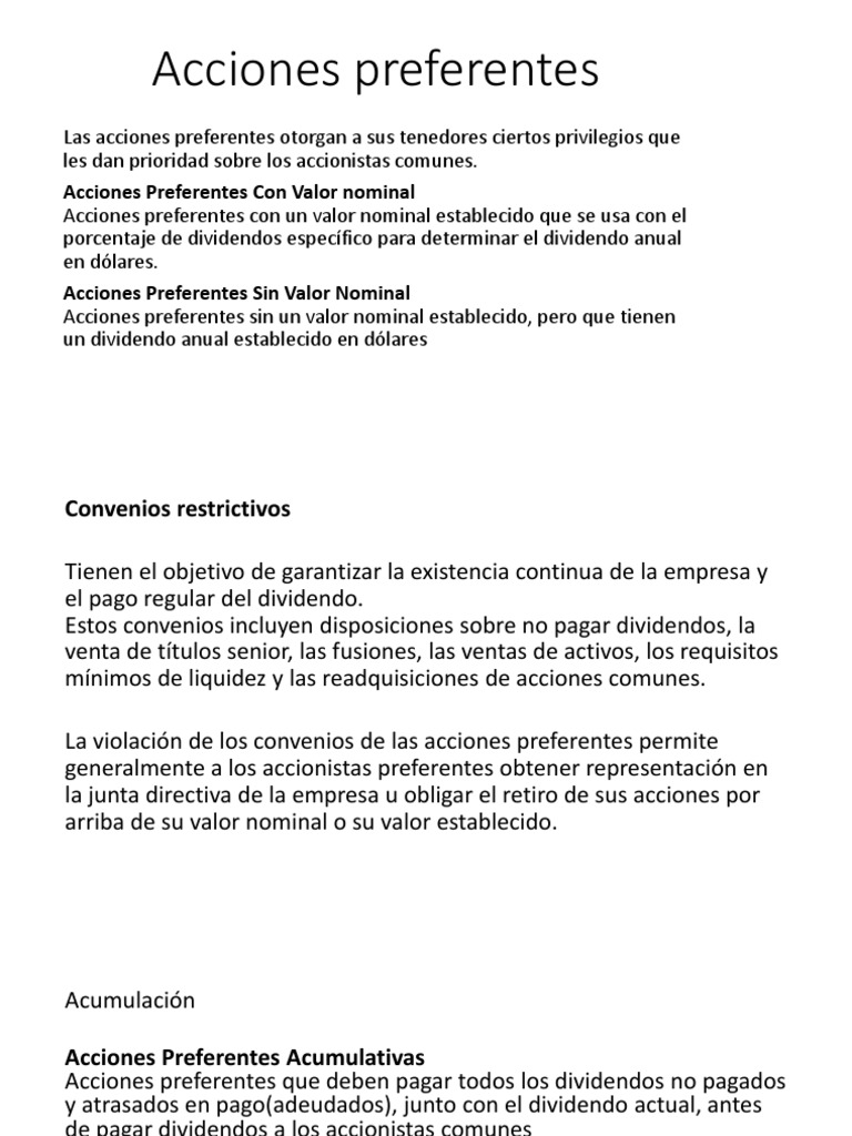Consecuencias de acciones preferentes acumulativas | PDF | Acciones ...
