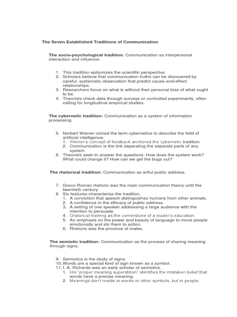 Seven Traditions of Communication Theory | PDF | Frankfurt School | Communication