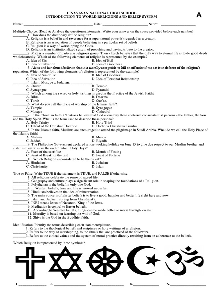World Religions Exam 1