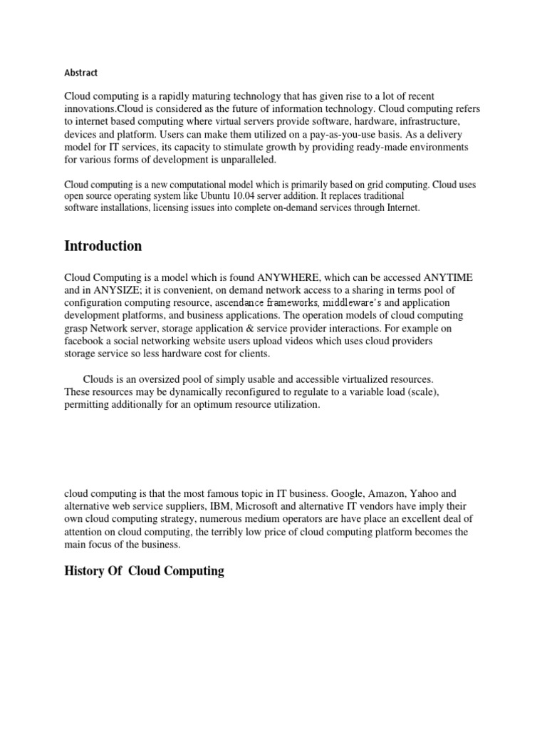 Overview of Cloud Computing Innovations | PDF | Computers | Technology ...