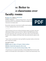 Escudero: Better To Prioritize Classrooms Over Faculty Rooms