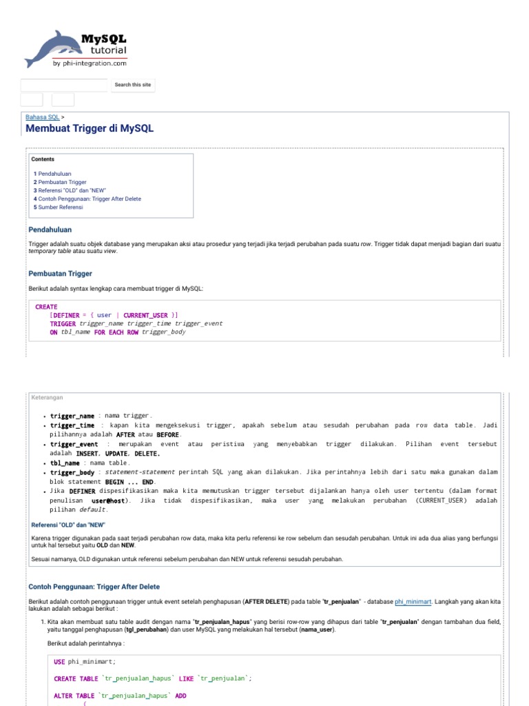 Cara Membuat Trigger di MySQL | PDF | Komputer