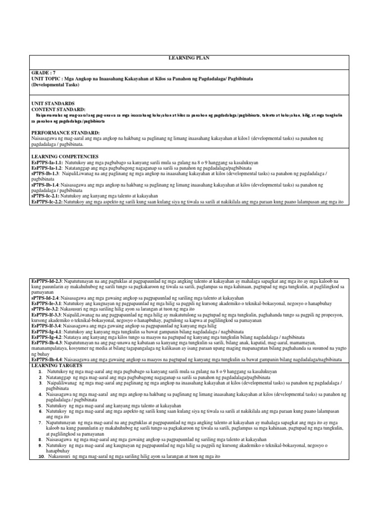 Learning Plan | PDF