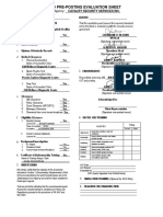 Guard Pre-Posting Evaluation Sheet: Security Agency: Cavalry Security Services Inc