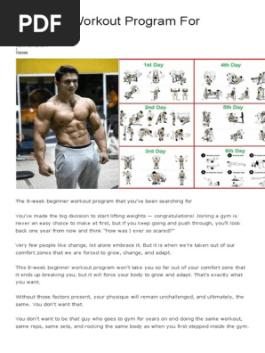 8 Weeks Workout Program For Beginners Weight Training Sports