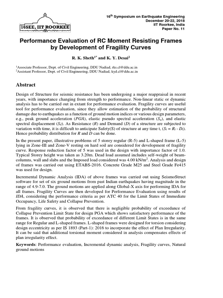 Performance Evaluation of RC Moment Resisting Frames by Development of ...