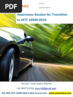 Awareness Session For IATF 16949 - 2016 PDF