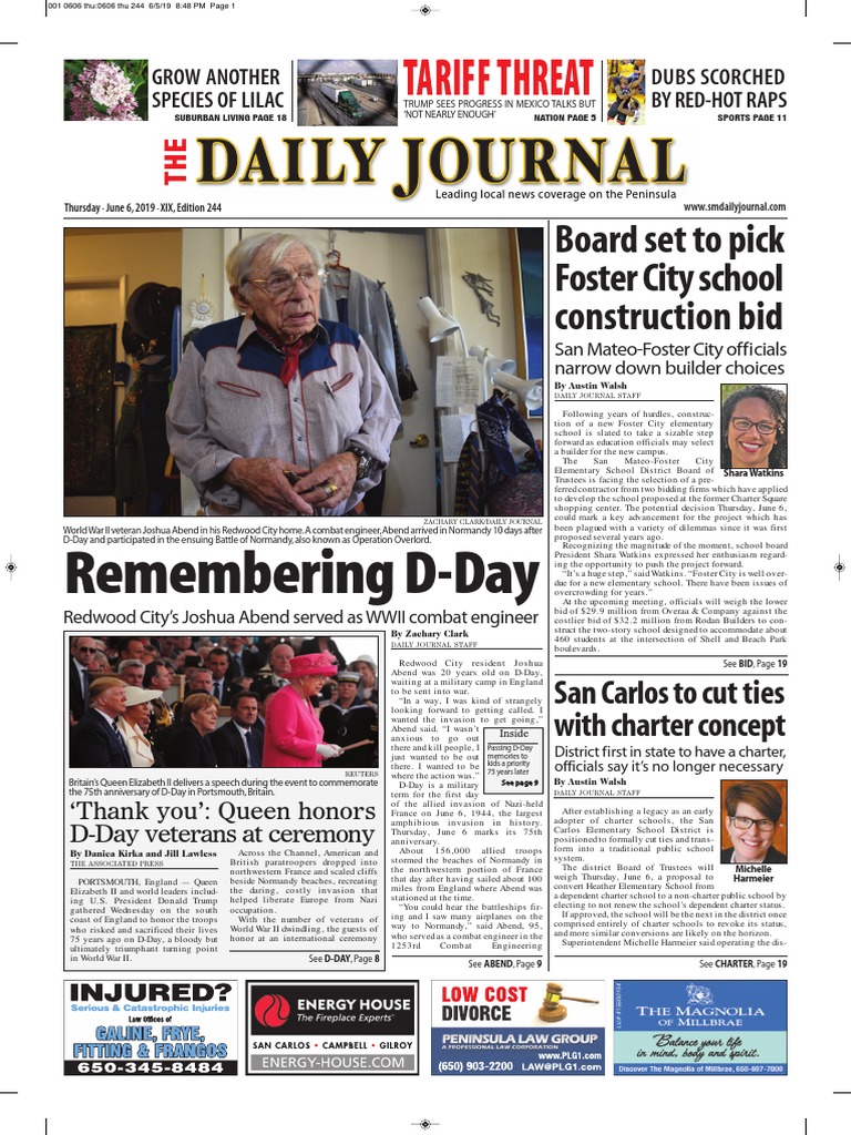 San Mateo Daily Journal 06-06-19 Edition PDF Operation Overlord Psychoactive Drugs photo