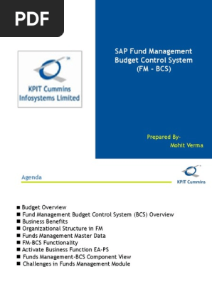 SAP Fund Management Budget Control System