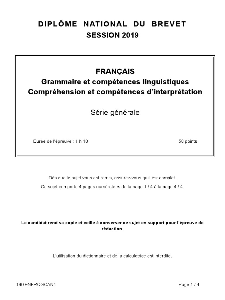 Francais Grammaire Serie G Am19 Pdf Langues
