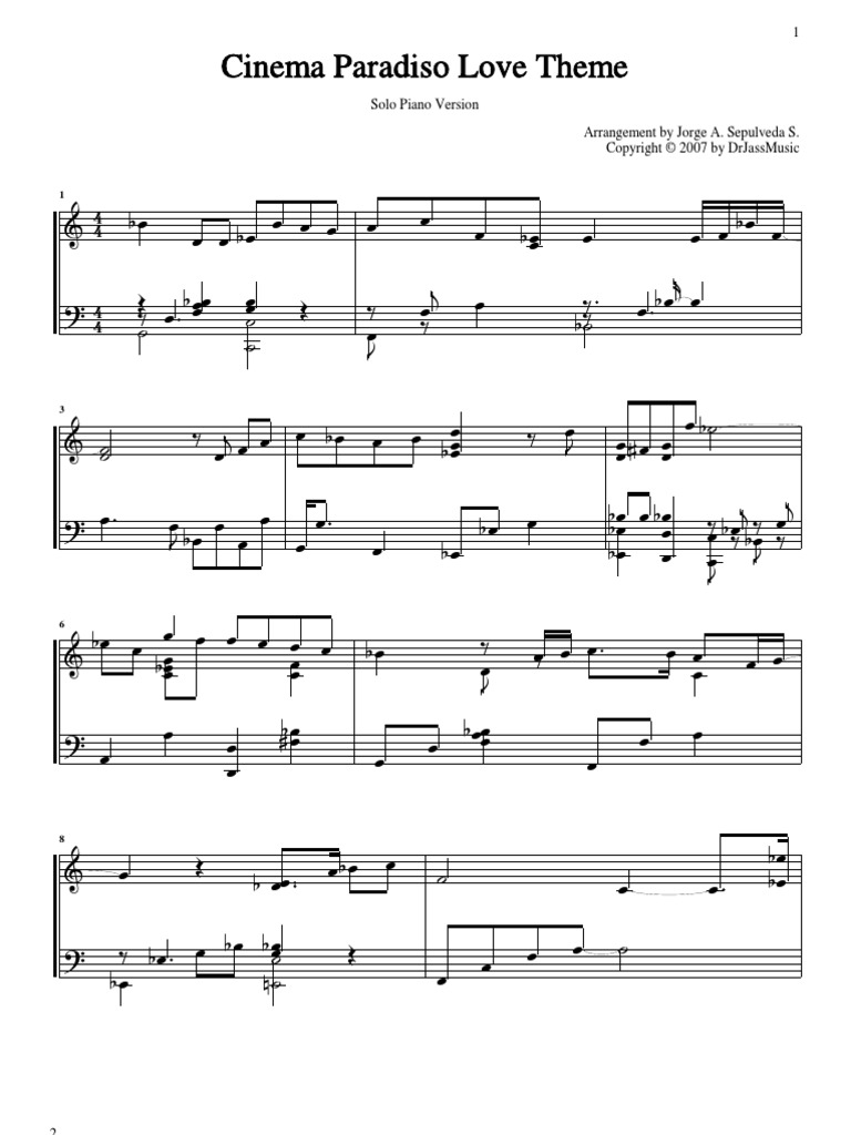 Nuovo Cinema Paradiso Spartito Pianoforte Pdf