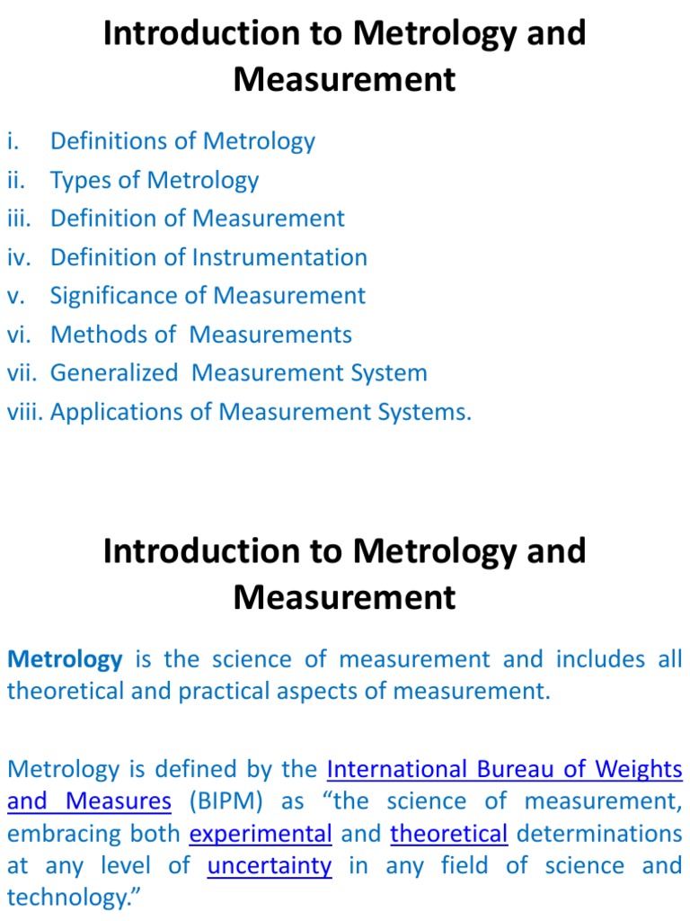 Introduction to Metrology and Measurement | PDF | Metrology | Measurement