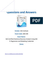 SAS Certified Statistical Business Analyst Exam Questions