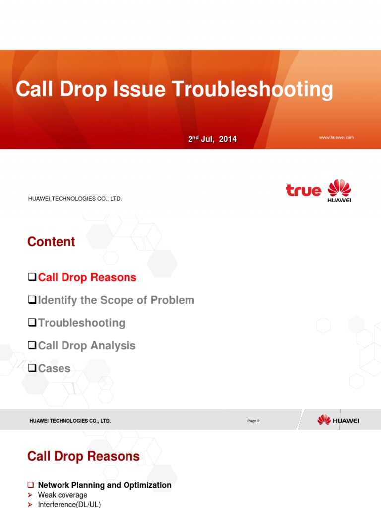 Huawei Call Drop Troubleshooting Guide | PDF | Troubleshooting ...
