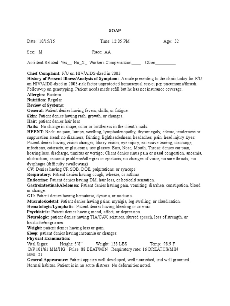 Soap For Follow On HivAids 7 PDF Hiv/Aids Medicine