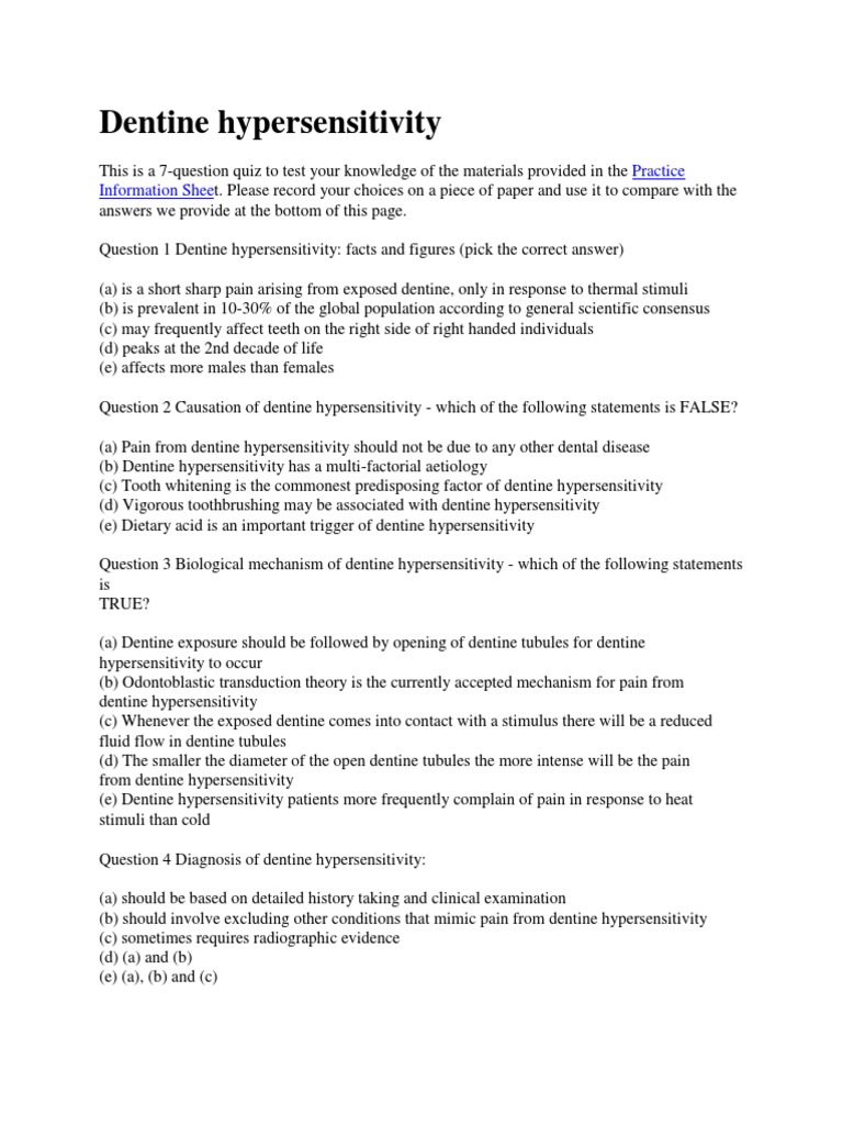 Dentin Hypersensitivity | PDF | Clinical Medicine | Medicine