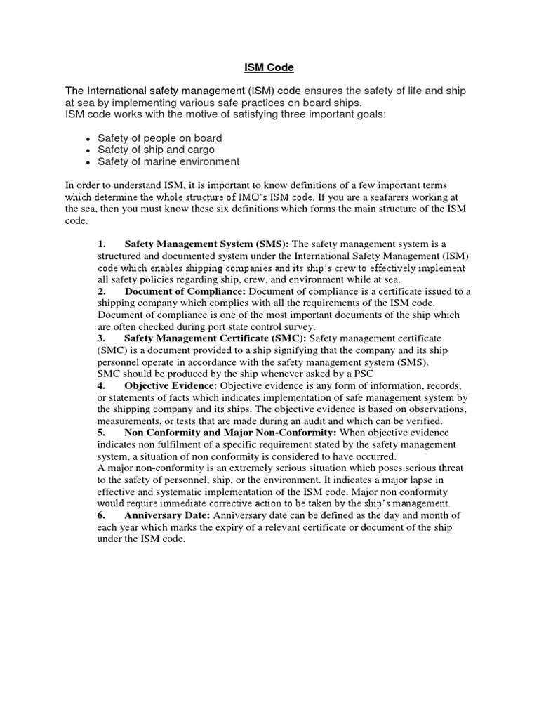 ISM Code | PDF | Safety | Regulatory Compliance