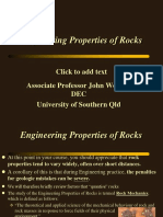 Engineering Properties of Rocks: Click To Add Text Associate Professor John Worden DEC University of Southern QLD