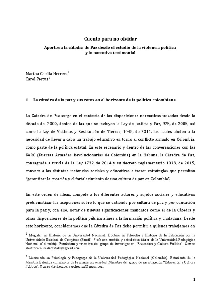 Cultura de paz y violencia política en Colombia | PDF | Subjetividad ...