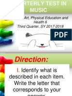 Music, Art, Physical Education and Health 6 Third Quarter, SY 2017-2018