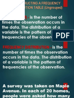 Is The Number of Times The Observation Occurs in The Data. The Distribution of A Variable Is The Pattern of Frequencies of The Observation