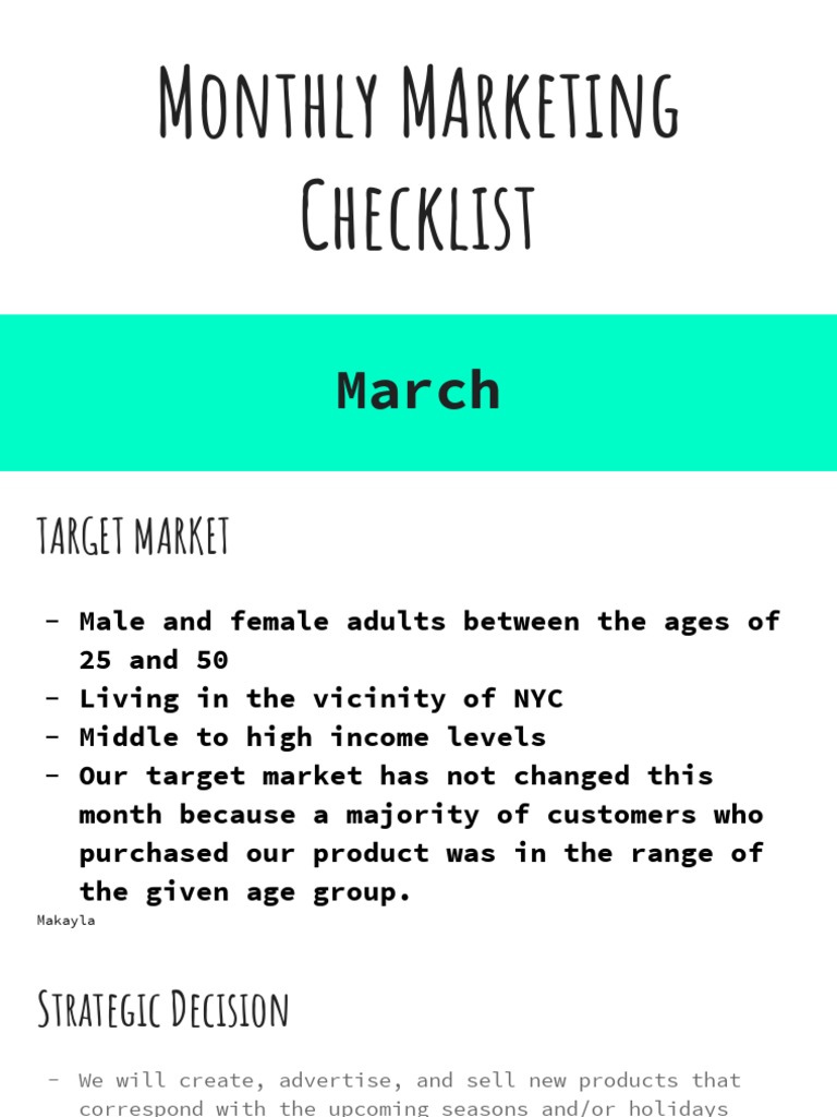 March Marketing Checklist 1 | PDF | Sales | Advertising