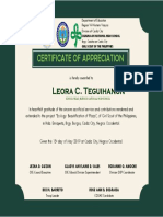 Certificate of Appreciation: Leora C. Teguihanon