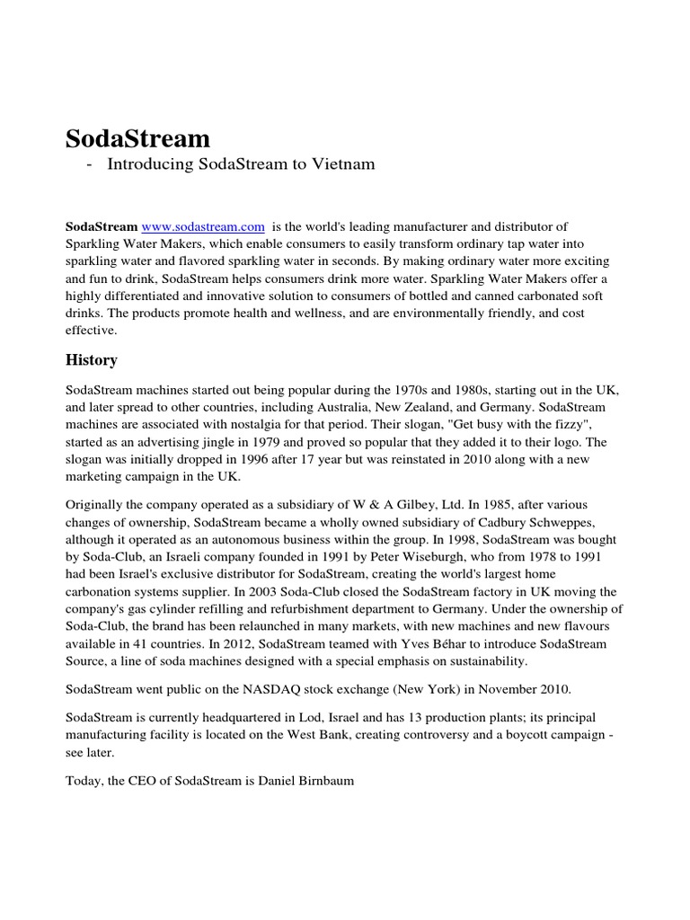 SodaStream: Controversies and Market Impact | PDF | Soft Drink | Non ...
